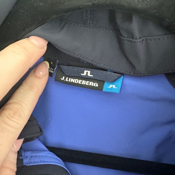 J.Lindeberg Blue and Black Windbreaker with Hood and Full-Length Zipper - Picture 3 of 3